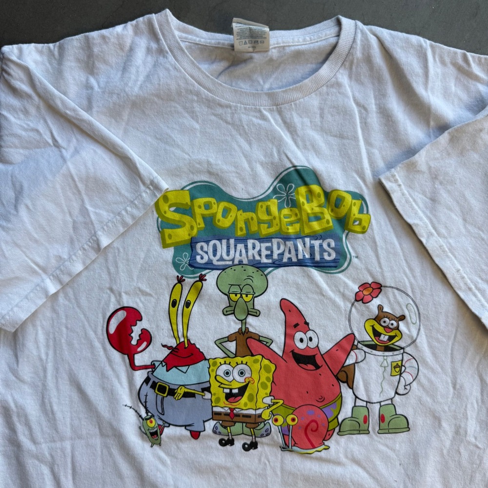 SpongeBob SquarePants Cast Graphic T-Shirt White Delta Pro Weight Large Mens L